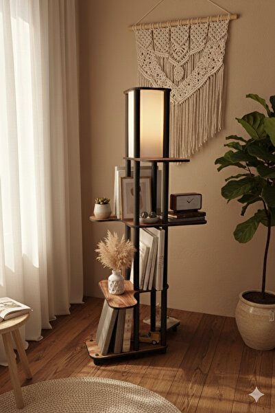 RAVILO Smyrna Raflı Lambader Ceviz