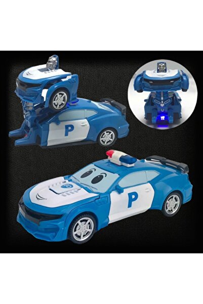 OEM Masinuta de politie, transformare in robot, sunet si lumini, albastru, fara telecomanda, +3 ani