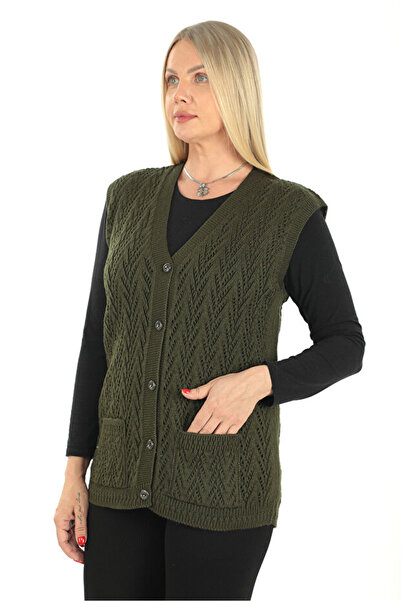 NOBLE STORE سترة نسائية بياقة على شكل V من الصوف السميك بنمط خطافات الحجل مع ...