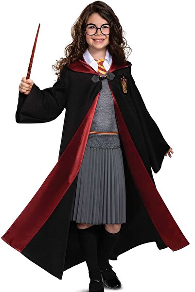 Lizsa Unisex Çocuk ve Yetişkin Harry Potter Kostümü - Harry Potter Cübbe Gözlük Asa Kravat Set