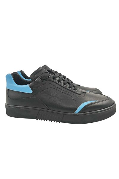 Oneka Shoes Men's Casual Sneaker Black-Turquoise 106524St0012