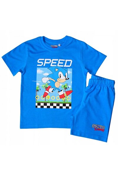 Sonic Summer short-sleeve pajamas, cotton, Speed Blue 104 CM