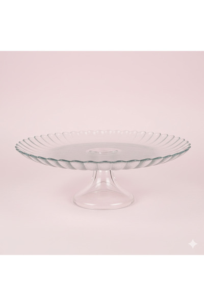 Sigma 28 cm ayaklı kalın cam sunumluk -şeffaf