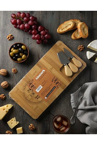 Saatistan Bamboo Cheese Serving Set, Stylish and Natural Dinnerware, Practical and Elegant Design