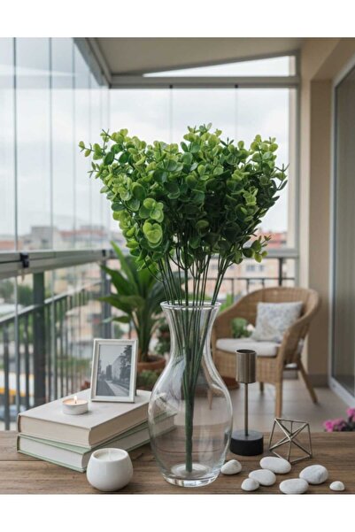 ENRUFLORA Şimşir 18 Dallı 45 Cm Yapay Ev Dekor Saksı Aranjman