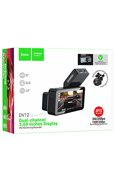 Hoco (DV12) - Car Video Camera, LCD IPS 2K, GPS, 720x25fps + Rear View Camera...
