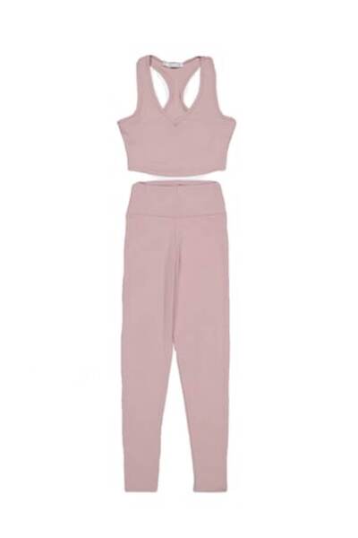 Kings & Clowns - Women's bralette and leggings set, Pinkish, Powder pink, M EU