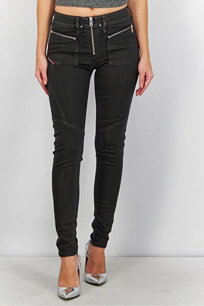 Diesel Women Skinny Fit Textured Stretchable Jeans, Black
