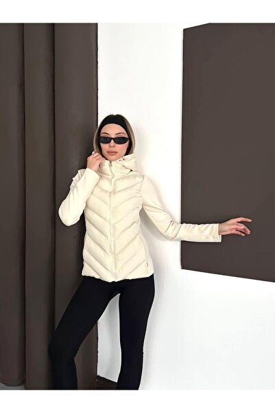 EDAYBUTİK ZRA Model cu glugă slim fit Palton pentru femei, rezistent la vânt, cu fermoar