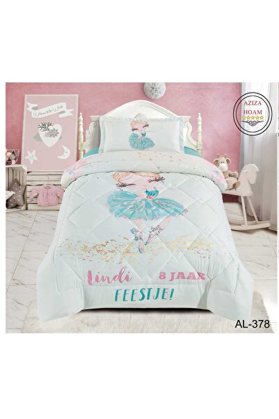 FABRIC لحاف أطفال/نفر بتصميم راقصة الباليه بلون الأزرق السماوي والوردي 3 قطع ...