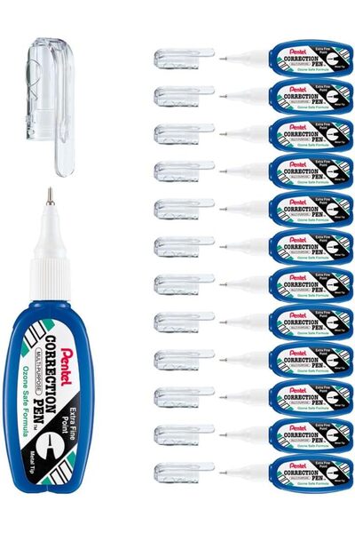 Pentel Micro Correct Ultra-Fine Correction Fluid Pen - Pack of 12
