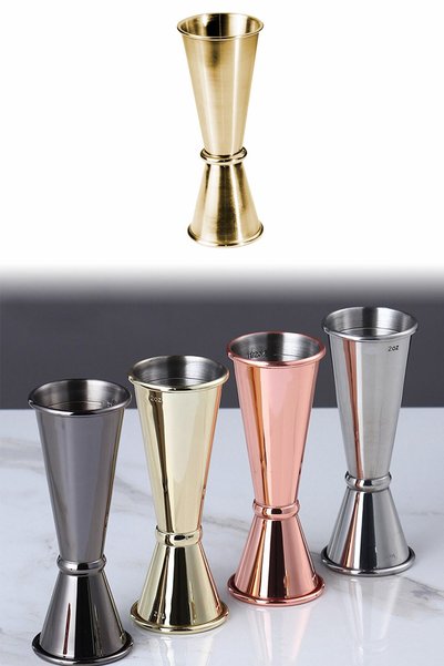 Çift Taraflı Paslanmaz Çelik Ölçü Kabı 3/6cl Altın Renk RA326