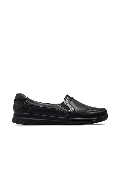 Forelli Dılmen Women's Leather Comfort Casual Shoes 25K 29415 Z Black