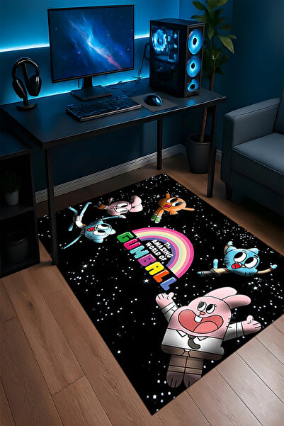 Halura Gumball Darwin Desenli Kaymaz Taban Makinede Yıkanabilir Oyuncu Gamer ...