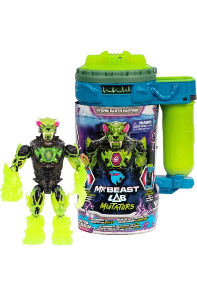 TOYFEST Mr Beast Lab Mutators Atomic Earth Panther Experiment Set Transforming Panther Figure Toy 14 cm - Green