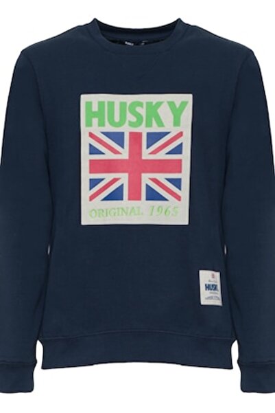 HUSKY Hanorac bărbătesc din bumbac cu imprimeu, albastru închis, XL