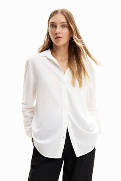 Desigual Lightweight textured-look shirt, White, S