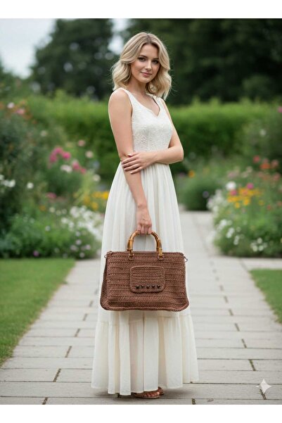 trendhazan حقيبة كتف مصنوعة يدويًا من ورق عالي الجودة مع حزام متقاطع وحمالة خ...