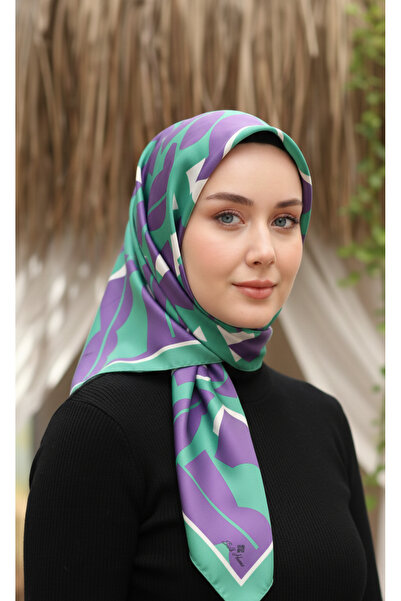 Silk Home Eșarfă de mătase Tivil IST 11399- 06 Mov cu model geometric