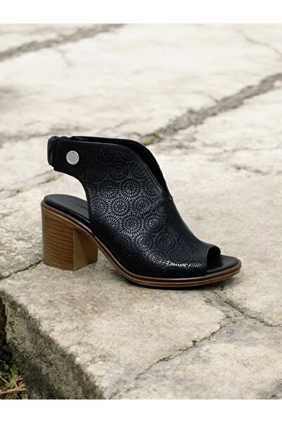 Mammamia 002915-Yz Genuine Leather Laser Print Pattern Thick Heel Shoes