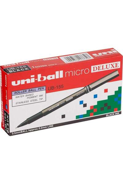 UNİ-BALL Micro Deluxe Roller Pen Set - Black (Pack of 12)