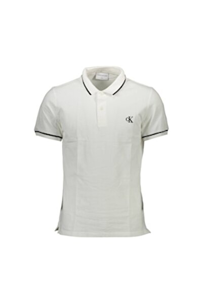 Calvin Klein Jeans - Tricou polo slim fit pentru bărbați cu logo brodat, alb,...