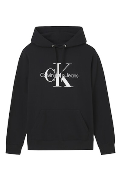 Calvin Klein Jeans Hanorac cu logo din bumbac, negru/alb, M