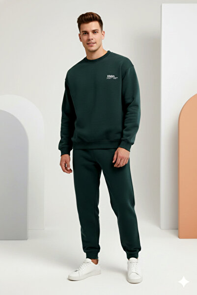 KVİNS Bluză de iarnă pentru bărbați cu guler tip crewneck "VISION." Set de tr...