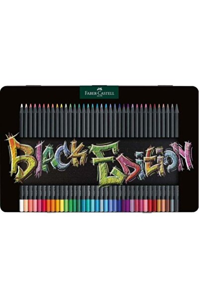 Generic أقلام تلوين فابر-كاستل إف سي، إصدار أسود، علبة معدنية تحتوي على 36 قلمًا