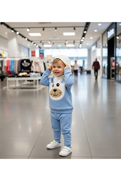 FURYATEX Boy's Hooded Teddy Bear Printed Sweat Tracksuit Two-Piece Bottom and...