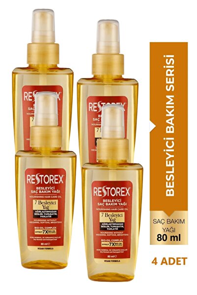 Restorex Besleyici Bakım Yağı 4x80 Ml - 7 Besleyici Yağ Göz Alıcı Parlaklık İ...