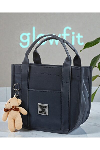 Glowfit Shine Your Shape Kadın Lacivert Su Geçirmez Buzzy Kumaş Omuz Çantası–Fermuarlı, Dış Cepli, Uzun Askılı (21x24x13 cm)