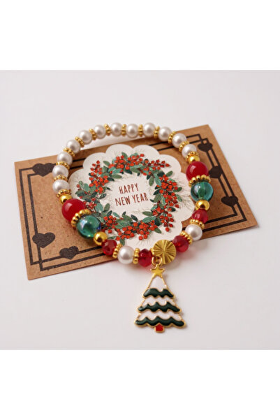 HELİSA ACCESSORİES سوار من اللؤلؤ والخرز بطابع السنة الجديدة، مع تعليقة شجرة ...