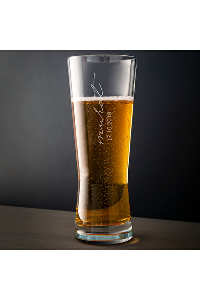 Hediyesepeti Kişiye Özel İsim ve Tarih Yazılı İmza Tasarımlı Prag Bira Bardağı