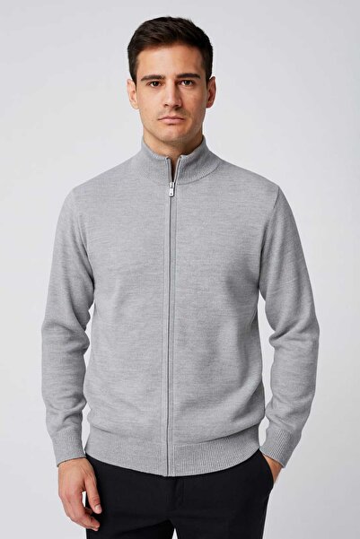 ANATOLIATEKSTILE Men's Cardigan with Zipper – Thick Knit, Warm, Casual & Elegant