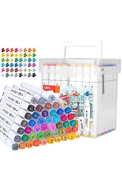 Deli Sketch Pens Set E70801-48 - 48 Dual-Tip Colors (1 mm Bullet & 7 mm Chise...