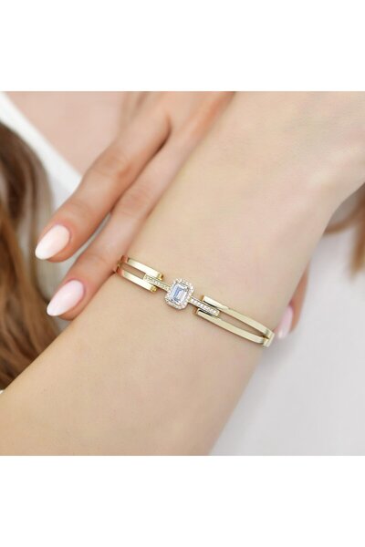 Goldium Jewellery 14 Ayar Altın Baget Kelepçe Bilezik