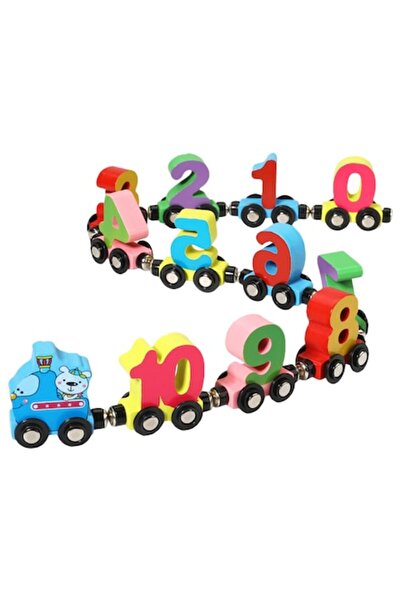 bebelyno Wooden train with magnetic carriages, numbers and driver
