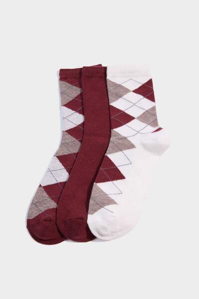 DeFacto Women's 3-Pack Cotton Long Socks G6375Axns