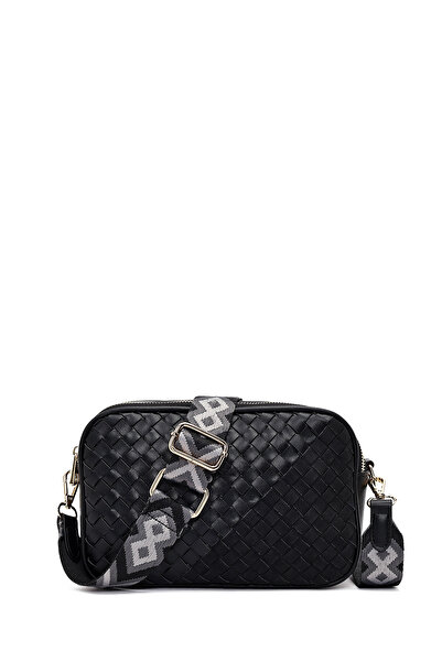 Derimod Women's Black Long Strap Knitted Crossbody Bag 25Abd264929