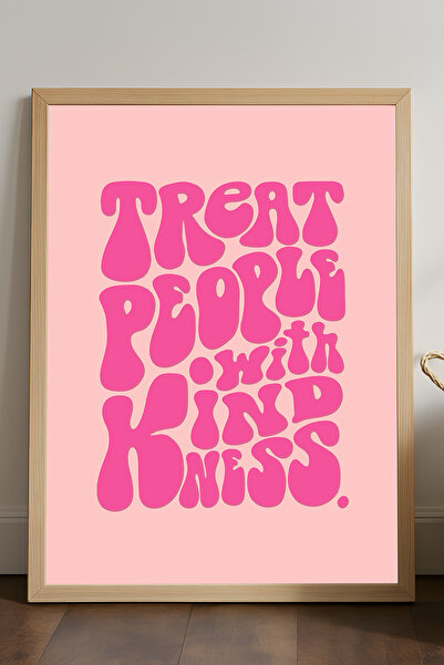 Duvarda Poster cu citat înrămat în lemn natural, pictură decorativă roz pentr...