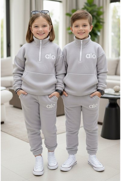 CALİSA Oversize Çocuk Polar Eşofman Takımı | 4–14 Yaş Arası | Unisex Kışlık Sıcak Tutan Şardonlu Takım
