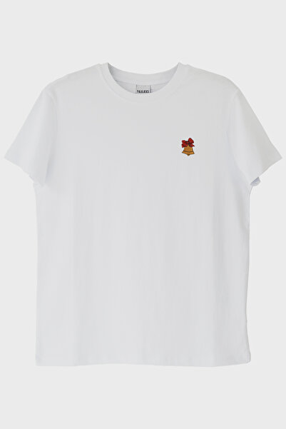 NUUGG تي شيرت أبيض مزين بعيد الميلاد