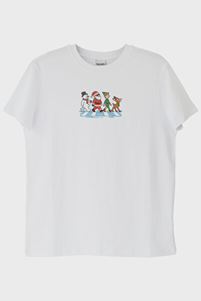 NUUGG تي شيرت أبيض لرأس السنة الجديدة