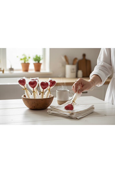 Haneliya Kırmızı Kalp Şeklinde Dekoratif Mum – 4’lü Set (Küçük Boy)