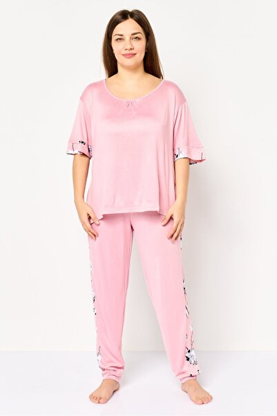 Christian Siriano طقم بيجاما نسائي من قطعتين بنقشة زهور، بلوزة وبنطال، متعدد ...