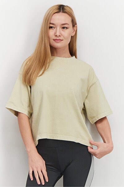 Reebok Women Sportswear Fit Short Sleeve Training Top, Beige