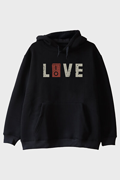 Generic Brand Liove Electric Button Printed Modern Hoodie