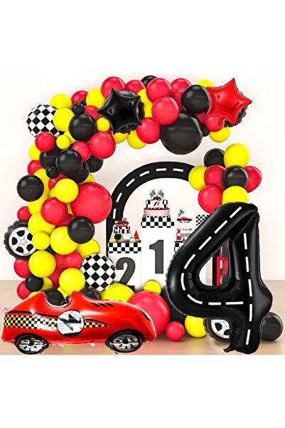 Laviyosa Μεγάλο ρετρό κόκκινο αγωνιστικό αυτοκίνητο με αλουμινόχαρτο και 45 μ...