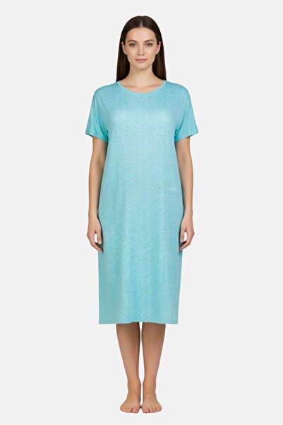 Christian Siriano Women Plus Size Heather Sleepwear Dress, Aqua Blue